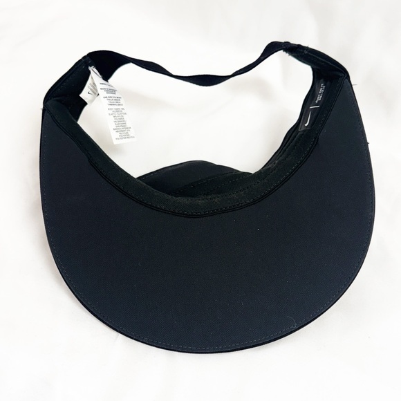 NIKE Visor Dri-Fit Black With White Logo Stretchy Back One Size - Picture 5 of 6